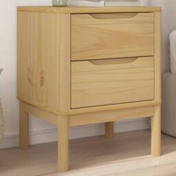 Berkfield Home Bedside Cabinet FLORO Wax Brown 45x39x57 cm Solid Wood Pine in Light Brown - Size: 45 x 39 x 57 cm - thumbnail 2