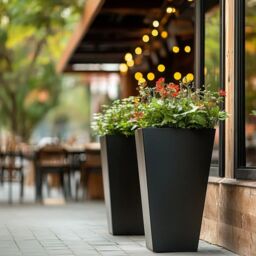 Woven Wood 90cm Zinc Galvanised Matte Black Tapered Square Planter - thumbnail 7