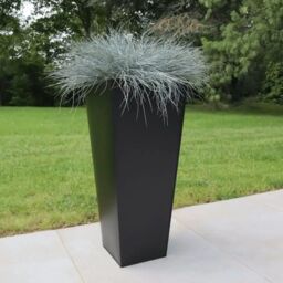 Woven Wood 90cm Zinc Galvanised Matte Black Tapered Square Planter - thumbnail 4