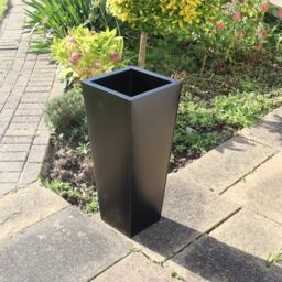 Woven Wood 90cm Zinc Galvanised Matte Black Tapered Square Planter - thumbnail 5