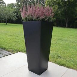 Woven Wood 90cm Zinc Galvanised Matte Black Tapered Square Planter - thumbnail 3