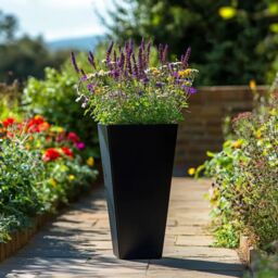 Woven Wood 90cm Zinc Galvanised Matte Black Tapered Square Planter - thumbnail 6