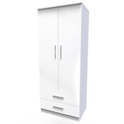 Ready Assembled 2 U Harrow 2 Door 2 Drawer Wardrobe (Ready Assembled) in White - thumbnail 3