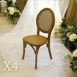 Nordara Wooden Kitchen Dining Chairs 4, Wooden Dining Chair, Cane Back X4 in Brown - thumbnail 8