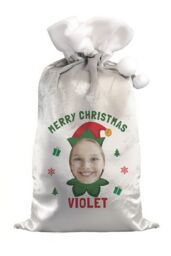 Personalised Memento Company Personalised Photo Upload Elf Christmas Sack in Grey