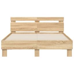 Berkfield Home Bed Frame with LED without Mattress Sonoma Oak 120x190 cm Small Double in Brown - thumbnail 7