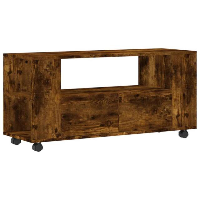 Berkfield Home TV Cabinet Smoked Oak 102x34.5x43 cm Engineered Wood in Brown - image 1