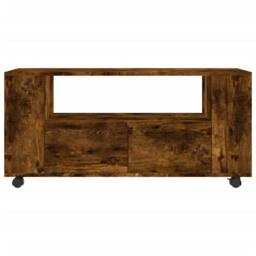 Berkfield Home TV Cabinet Smoked Oak 102x34.5x43 cm Engineered Wood in Brown - thumbnail 6