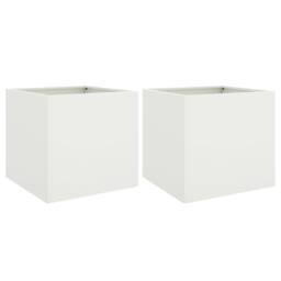 Berkfield Home Planters 2 pcs White 42x40x39 cm Steel - Size: 42 x 40 x 39 cm - thumbnail 3