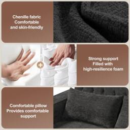 BTM Folding Sofa Bed Storage USB Cup Holders Convertible Sleeper Sofa in Grey - thumbnail 6