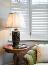 Loops Table Lamp Gold Bird Pattern Cream Double Pleat Shade LED E27 60W - thumbnail 2