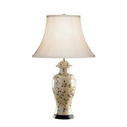 Loops Table Lamp Gold Bird Pattern Cream Double Pleat Shade LED E27 60W - thumbnail 1