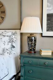 Loops Table Lamp Gold Bird Pattern Cream Double Pleat Shade LED E27 60W - thumbnail 4