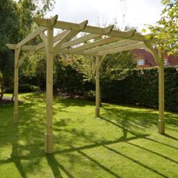 Rutland County Garden Furniture Ltd Premium Pergola - Wood - L180 x W360 x H270 cm - Rustic Brown in Light Green - thumbnail 9