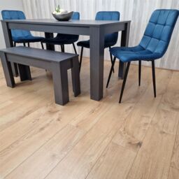 KOSY KOALA Modern Dark Grey Dining Table Set with 4 Blue Velvet Chairs & 1 Bench in Brown - thumbnail 8
