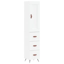 Berkfield Home Highboard White 34.5x34x180 cm Engineered Wood - thumbnail 2