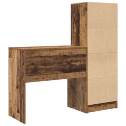 Berkfield Home Desk with Storage Old Wood Engineered Wood in Brown - thumbnail 8