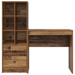 Berkfield Home Desk with Storage Old Wood Engineered Wood in Brown - thumbnail 7