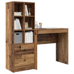 Berkfield Home Desk with Storage Old Wood Engineered Wood in Brown - thumbnail 3