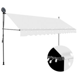 Berkfield Home Manual Retractable Awning with LED 400 cm Cream in Beige - thumbnail 1