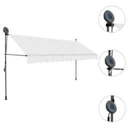 Berkfield Home Manual Retractable Awning with LED 400 cm Cream in Beige - thumbnail 3