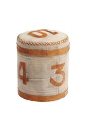 IH Design Stool Retro Canvas & Leather Ottoman Fully Assembled in Light Sand - thumbnail 3