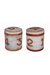 IH Design Stool Retro Canvas & Leather Ottoman Fully Assembled in Light Sand - thumbnail 2