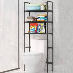 KORVIXA Black Over The Toilet Storage Rack Cabinet - Size: 50 cm x 80 cm - thumbnail 1