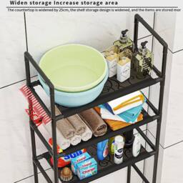 KORVIXA Black Over The Toilet Storage Rack Cabinet - Size: 50 cm x 80 cm - thumbnail 4