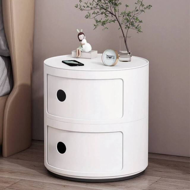 EONLION 2 Tiers Round Storage Unit Side Table in White - Size: 100 cm - image 1
