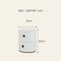 EONLION 2 Tiers Round Storage Unit Side Table in White - Size: 100 cm - thumbnail 2