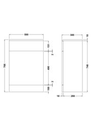 Balterley Slimline WC Unit Gloss White 500mm - thumbnail 2
