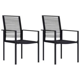 Berkfield Home Sturdy Garden Chairs 2 pcs PVC Rattan Black - thumbnail 2
