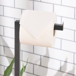 OHS Marble Toilet Roll Holder Stand Freestanding Tissue Paper Organiser in Black - thumbnail 2
