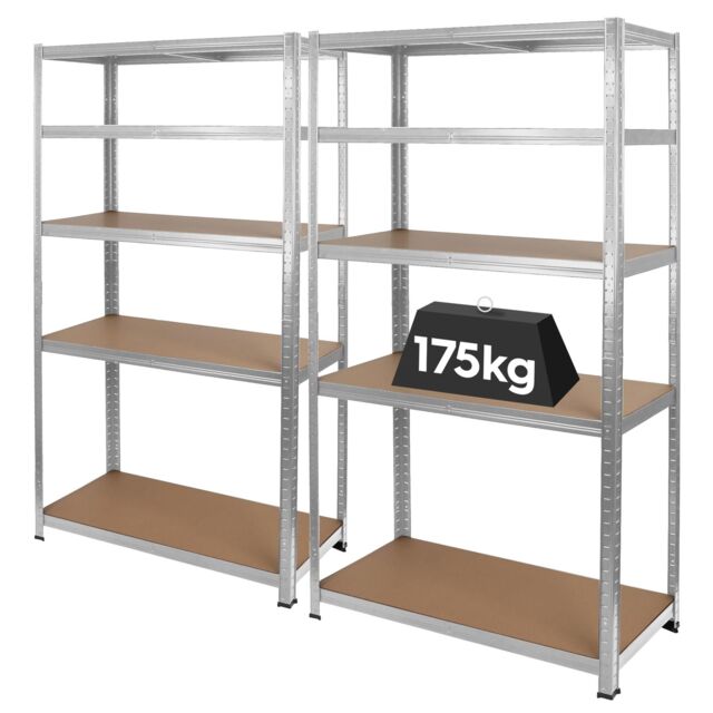 Harbour Housewares 5-Tier Steel Garage Shelving Units Set - 2pc Set Heavy Duty Storage Shelves in Silver - image 1