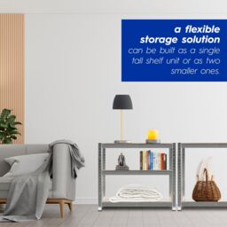 Harbour Housewares 5-Tier Steel Garage Shelving Units Set - 2pc Set Heavy Duty Storage Shelves in Silver - thumbnail 4