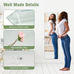 Costway Full Length Wall Mounted Mirror for Bathroom Bedro in White - thumbnail 4