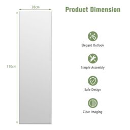 Costway Full Length Wall Mounted Mirror for Bathroom Bedro in White - thumbnail 2