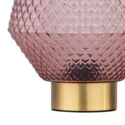 First Choice Lighting Set of 2 Porter - Battery Operated Satin Brass Lamps Pink Tex Glass in Gold - thumbnail 5