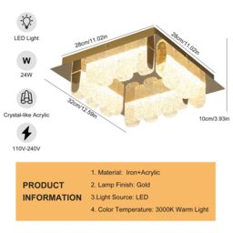 Garwarm 4 - Light 32cm LED Acrylic Flush Mount in Metallic Gold - thumbnail 3