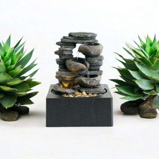 Minster Table-Top Water Fountain - L18 x W18 x H25 cm in Grey - Size: 1 Pack - image 1