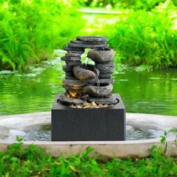 Minster Table-Top Water Fountain - L18 x W18 x H25 cm in Grey - Size: 1 Pack - thumbnail 3
