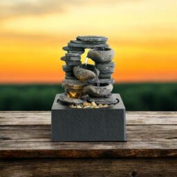 Minster Table-Top Water Fountain - L18 x W18 x H25 cm in Grey - Size: 1 Pack - thumbnail 5