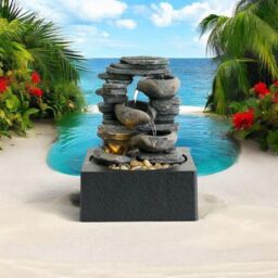 Minster Table-Top Water Fountain - L18 x W18 x H25 cm in Grey - Size: 1 Pack - thumbnail 4