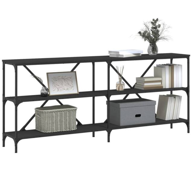 Berkfield Home Decorative Console Table Black 180x30x75 cm Engineered Wood & Iron - Size: 180 x 30 x 75 cm - image 1