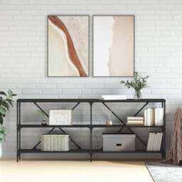 Berkfield Home Decorative Console Table Black 180x30x75 cm Engineered Wood & Iron - Size: 180 x 30 x 75 cm - thumbnail 2