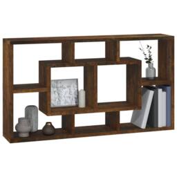 Berkfield Home Wall Display Shelf 8 Compartments Smoked Oak in Brown - thumbnail 3