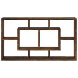 Berkfield Home Wall Display Shelf 8 Compartments Smoked Oak in Brown - thumbnail 4