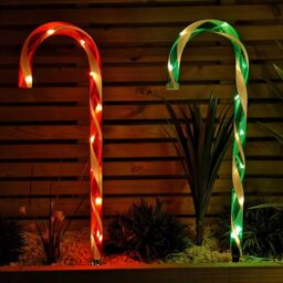 Samuel Alexander Set of 4 Battery Operated Light up Multi-Coloured Candy Cane Christmas Path Lights - thumbnail 3