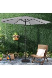 Living and Home 3M Large Rotating Patio Parasol for Outdoor Sunshade and Rain with Plastic Fillable Base in Light Grey - thumbnail 3